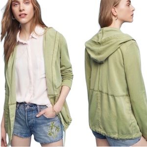 Anthropologie Postmark Anorak Utility Green Hooded Open Front Jacket Size M